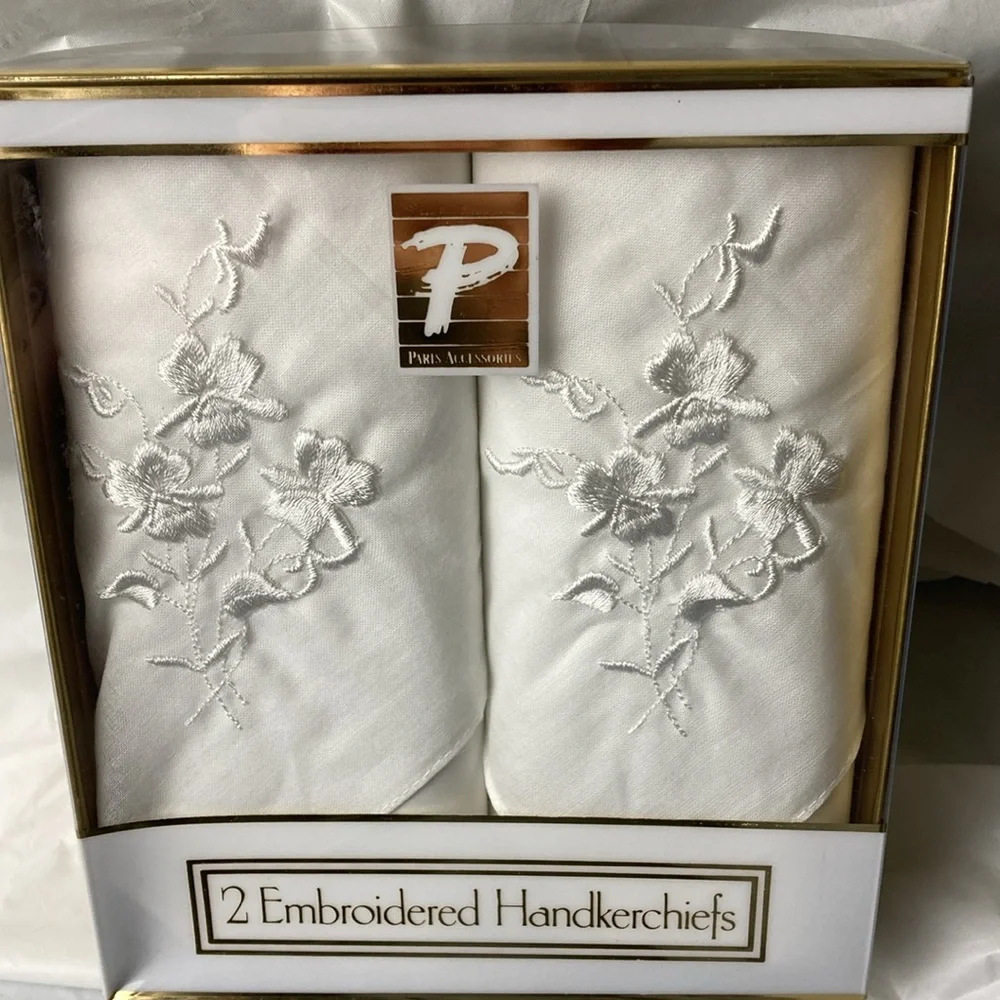 Ladies floral embroidered handkerchiefs from Paris accessories